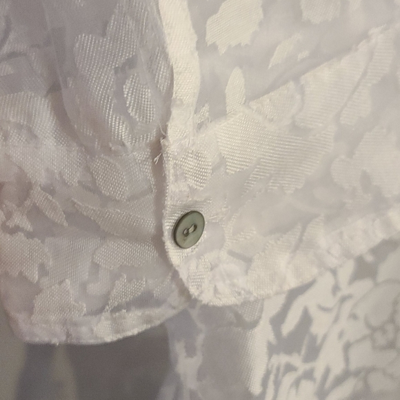 Notations White Sheer Floral Button-Up Blouse Size XL - Picture 4 of 5